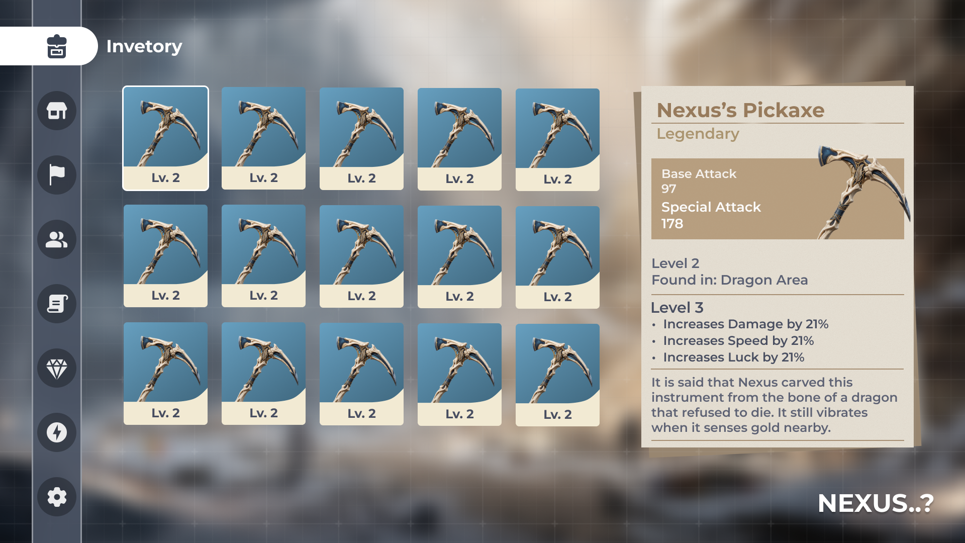 Anime inventory UI
